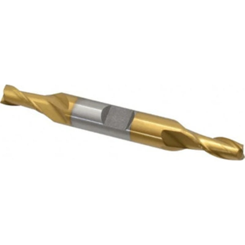 Value Collection 1/4, 1/2 LOC, 3/8 Shank Diam, 3-1/8 OAL, 2 Flute, High Speed Steel Square End Mill Double End, TiN F...